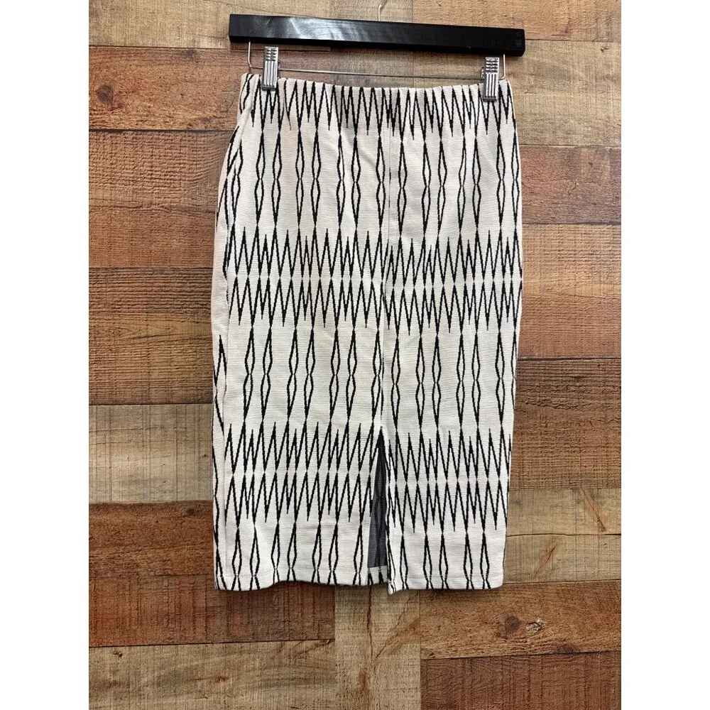 Zara Textured Midi Pencil Skirt Black & White Size Small